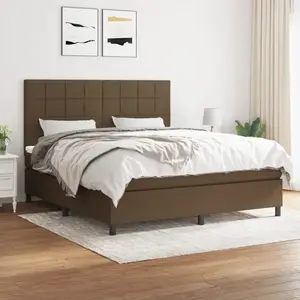 vidaXL Sommier à lattes de lit avec matelas Marron foncé 160x200 cm pas cher