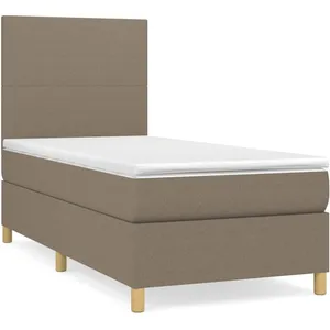 vidaXL Sommier à lattes de lit avec matelas Taupe 80x200 cm Tissu pas cher