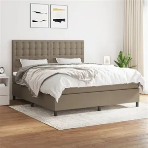vidaXL Sommier à lattes de lit avec matelas Taupe 180x200 cm Tissu pas cher