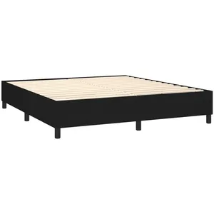 vidaXL Sommier à lattes de lit avec matelas Noir 180x200 cm Tissu