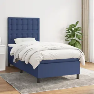 vidaXL Sommier à lattes de lit avec matelas Bleu 80x200 cm Tissu pas cher