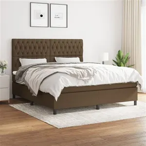 vidaXL Sommier à lattes de lit avec matelas Marron foncé 180x200 cm pas cher