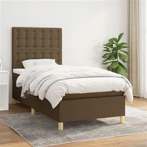 vidaXL Sommier à lattes de lit avec matelas Marron foncé 90x190 cm pas cher