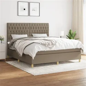 vidaXL Sommier à lattes de lit avec matelas Taupe 180x200 cm Tissu pas cher