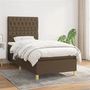 vidaXL Sommier à lattes de lit avec matelas Marron foncé 100x200 cm pas cher