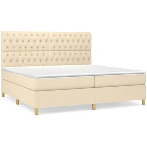 Comparateur de prix : vidaXL Sommier à lattes de lit avec matelas Crème 200x200 cm Tissu