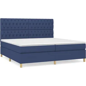 vidaXL Sommier à lattes de lit avec matelas Bleu 200x200 cm Tissu pas cher