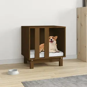 Comparateur de prix : vidaXL Niche pour chien Marron miel 50x40x52 cm Bois de pin massif