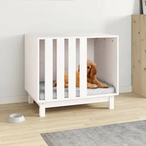 Comparateur de prix : vidaXL Niche pour chien Blanc 70x50x62 cm Bois de pin massif