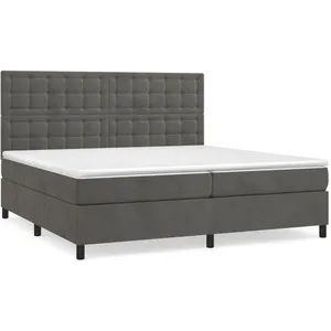 vidaXL Sommier à lattes de lit et matelas Gris foncé 200x200cm Velours pas cher