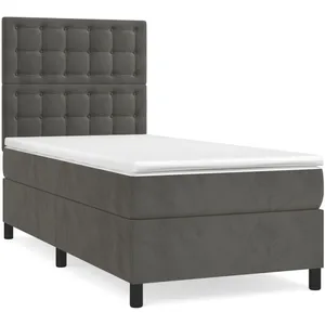 vidaXL Sommier à lattes de lit avec matelas Gris foncé 100x200 cm pas cher