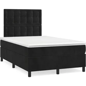 vidaXL Sommier à lattes de lit avec matelas Noir 120x200 cm Velours pas cher