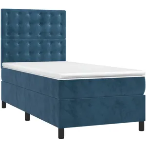vidaXL Sommier à lattes de lit avec matelas Bleu foncé 90x190 cm pas cher