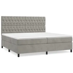 vidaXL Lit à sommier tapissier et matelas Gris clair 200x200cm Velours