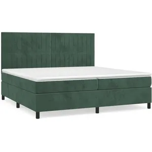 vidaXL Sommier à lattes de lit et matelas Vert foncé 200x200cm Velours pas cher