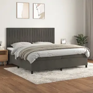 vidaXL Sommier à lattes de lit et matelas Gris foncé 200x200cm Velours pas cher