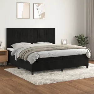 vidaXL Sommier à lattes de lit et matelas Noir 200x200 cm Velours pas cher
