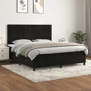 vidaXL Sommier à lattes de lit et matelas Noir 160x200 cm Velours pas cher