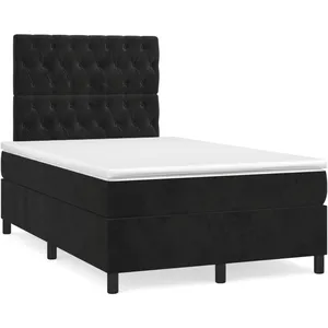 vidaXL Sommier à lattes de lit avec matelas Noir 120x200 cm Velours pas cher