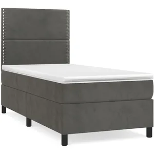 vidaXL Sommier à lattes de lit et matelas Gris foncé 80x200 cm Velours pas cher