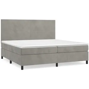 vidaXL Sommier à lattes de lit et matelas Gris clair 200x200cm Velours pas cher