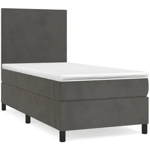 vidaXL Sommier à lattes de lit et matelas Gris foncé 80x200 cm Velours pas cher