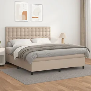 vidaXL Sommier à lattes de lit avec matelas Cappuccino 180x200 cm pas cher