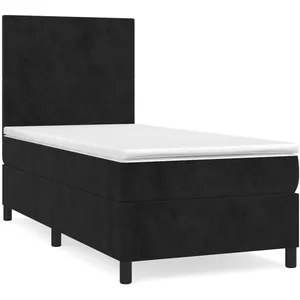 vidaXL Sommier à lattes de lit avec matelas Noir 100x200 cm Velours pas cher