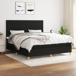 vidaXL Sommier à lattes de lit avec matelas Noir 180x200 cm Tissu pas cher