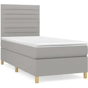 vidaXL Sommier à lattes de lit et matelas Gris clair 90x190 cm Tissu pas cher