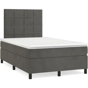 vidaXL Sommier à lattes de lit et matelas Gris foncé 120x200cm Velours pas cher