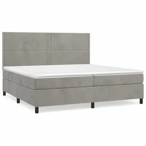 vidaXL Sommier à lattes de lit et matelas Gris clair 200x200cm Velours pas cher