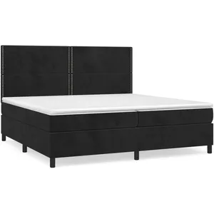 vidaXL Sommier à lattes de lit et matelas Noir 200x200 cm Velours pas cher