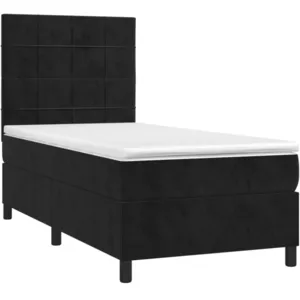 vidaXL Sommier à lattes de lit et matelas Noir 80x200 cm Velours pas cher