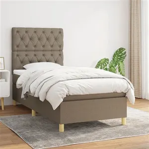 vidaXL Sommier à lattes de lit avec matelas Taupe 80x200 cm Tissu pas cher