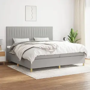 vidaXL Lit à sommier tapissier avec matelas Gris clair 200x200cm Tissu pas cher