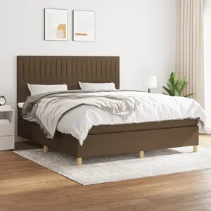 vidaXL Sommier à lattes de lit avec matelas Marron foncé 180x200 cm pas cher