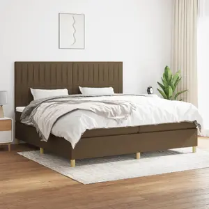 vidaXL Sommier à lattes de lit avec matelas Marron foncé 200x200 cm pas cher