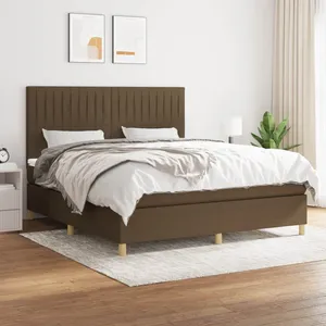 vidaXL Sommier à lattes de lit avec matelas Marron foncé 160x200 cm pas cher