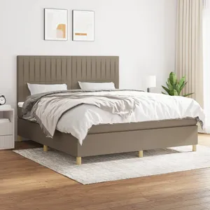 vidaXL Sommier à lattes de lit avec matelas Taupe 160x200 cm Tissu