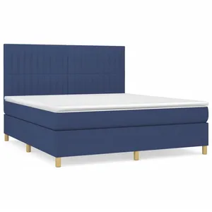 vidaXL Sommier à lattes de lit avec matelas Bleu 160x200 cm Tissu pas cher