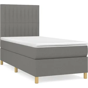 vidaXL Sommier à lattes de lit avec matelas Gris foncé 80x200 cm Tissu pas cher