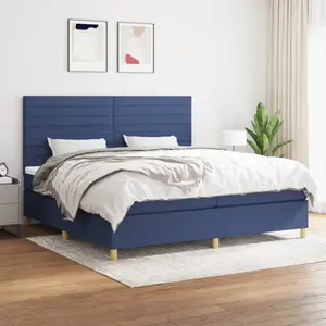 vidaXL Sommier à lattes de lit avec matelas Bleu 200x200 cm Tissu pas cher