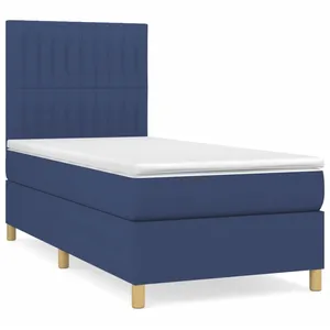vidaXL Sommier à lattes de lit avec matelas Bleu 80x200 cm Tissu pas cher