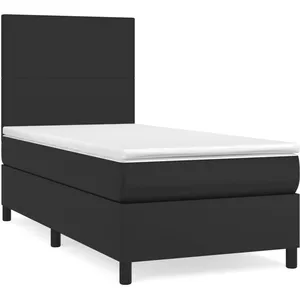 vidaXL Sommier à lattes de lit avec matelas Noir 80x200cm Similicuir pas cher