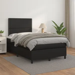 vidaXL Sommier à lattes de lit matelas Noir 120x200 cm Similicuir pas cher