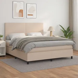 vidaXL Sommier à lattes de lit avec matelas Cappuccino 180x200 cm pas cher
