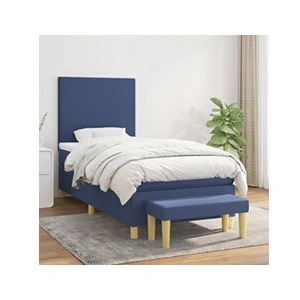vidaXL Sommier à lattes de lit avec matelas Bleu 80x200 cm Tissu pas cher