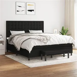 vidaXL Sommier à lattes de lit avec matelas Noir 160x200 cm Tissu pas cher
