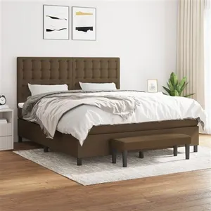 vidaXL Sommier à lattes de lit avec matelas Marron foncé 180x200 cm pas cher